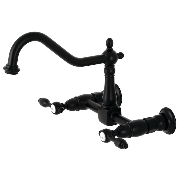 KS1240TAL Tudor Wall Mount Bridge Kitchen Faucet, Matte Black
